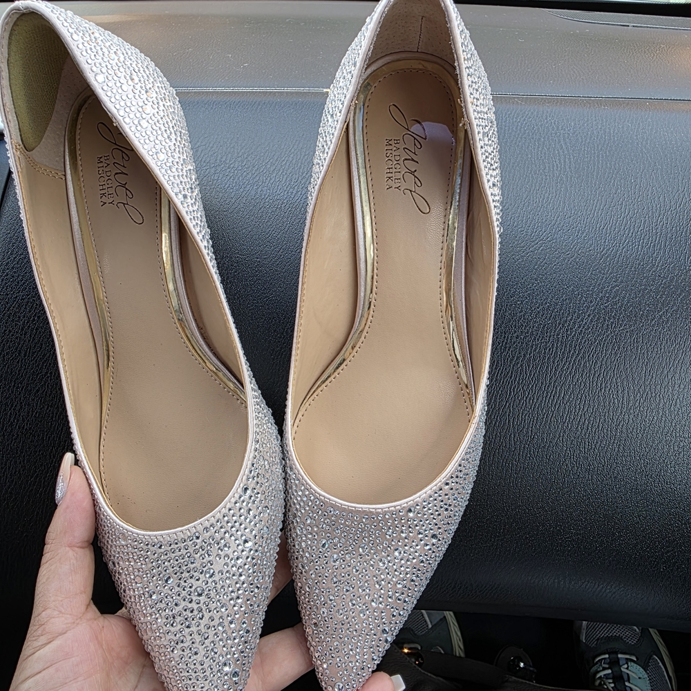 Badgley Mischka Sparkling Silver Heels,  As Is